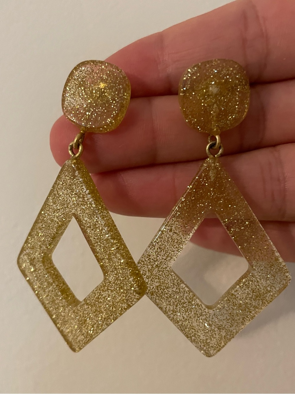 Madewell Gold Glitter Geometric Drop Earrings - Women Jewelry